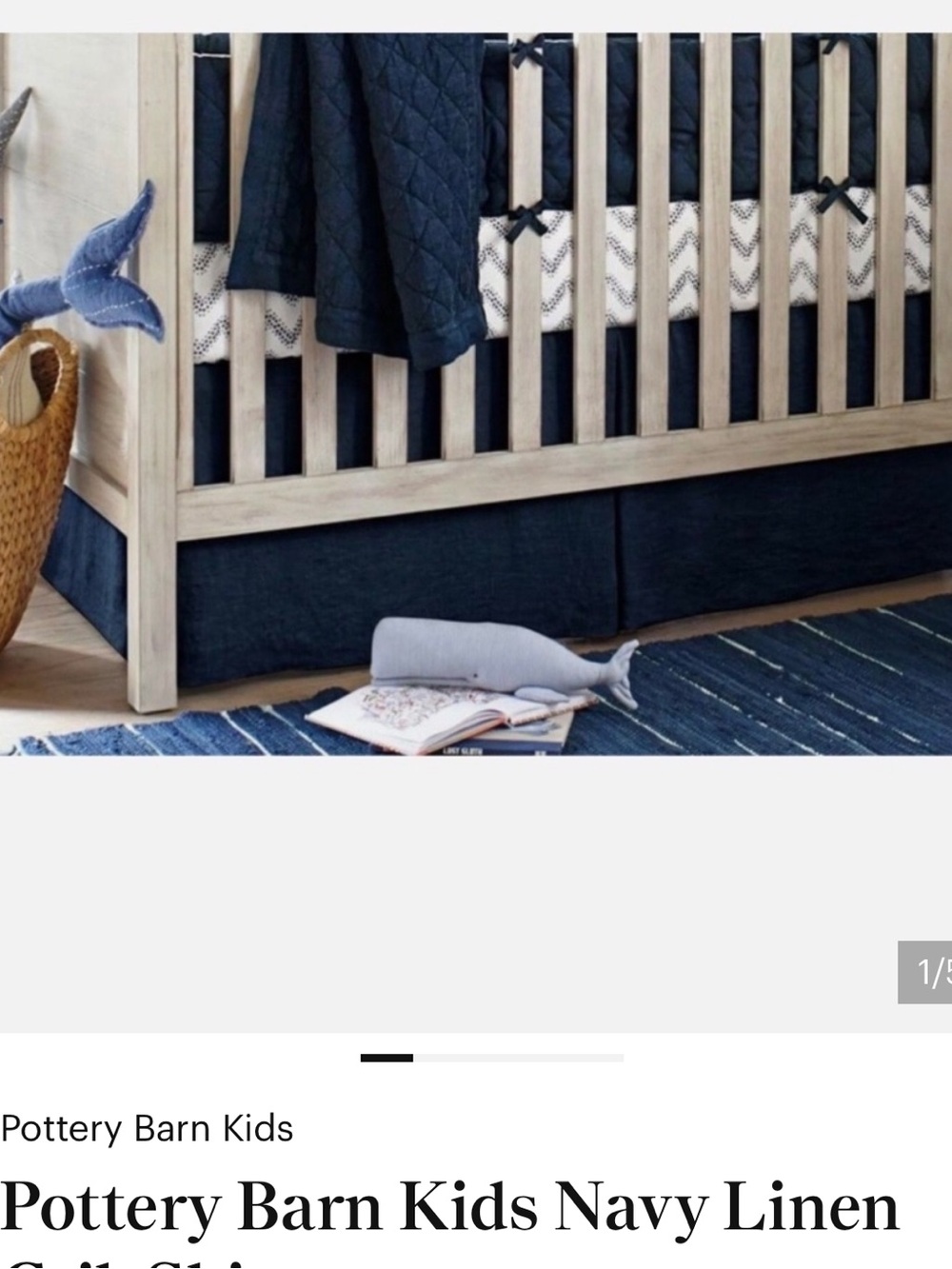 Pottery Barn Kids Navy Linen Crib Skirt